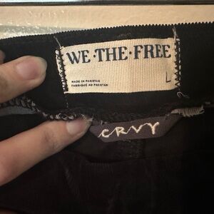 Free People We The Free CRVY Black Flare Corduroy Pants with Stretch L 12 NWT